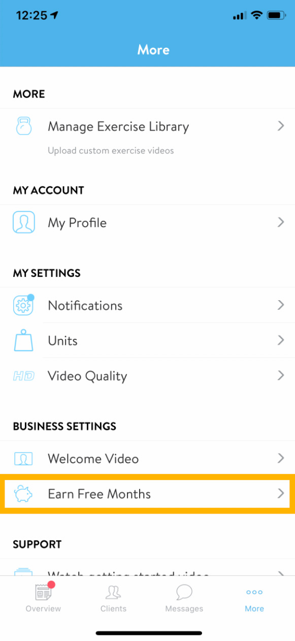 Refer a friend by clicking on the the banner on the overview screen your Trainerize web app
