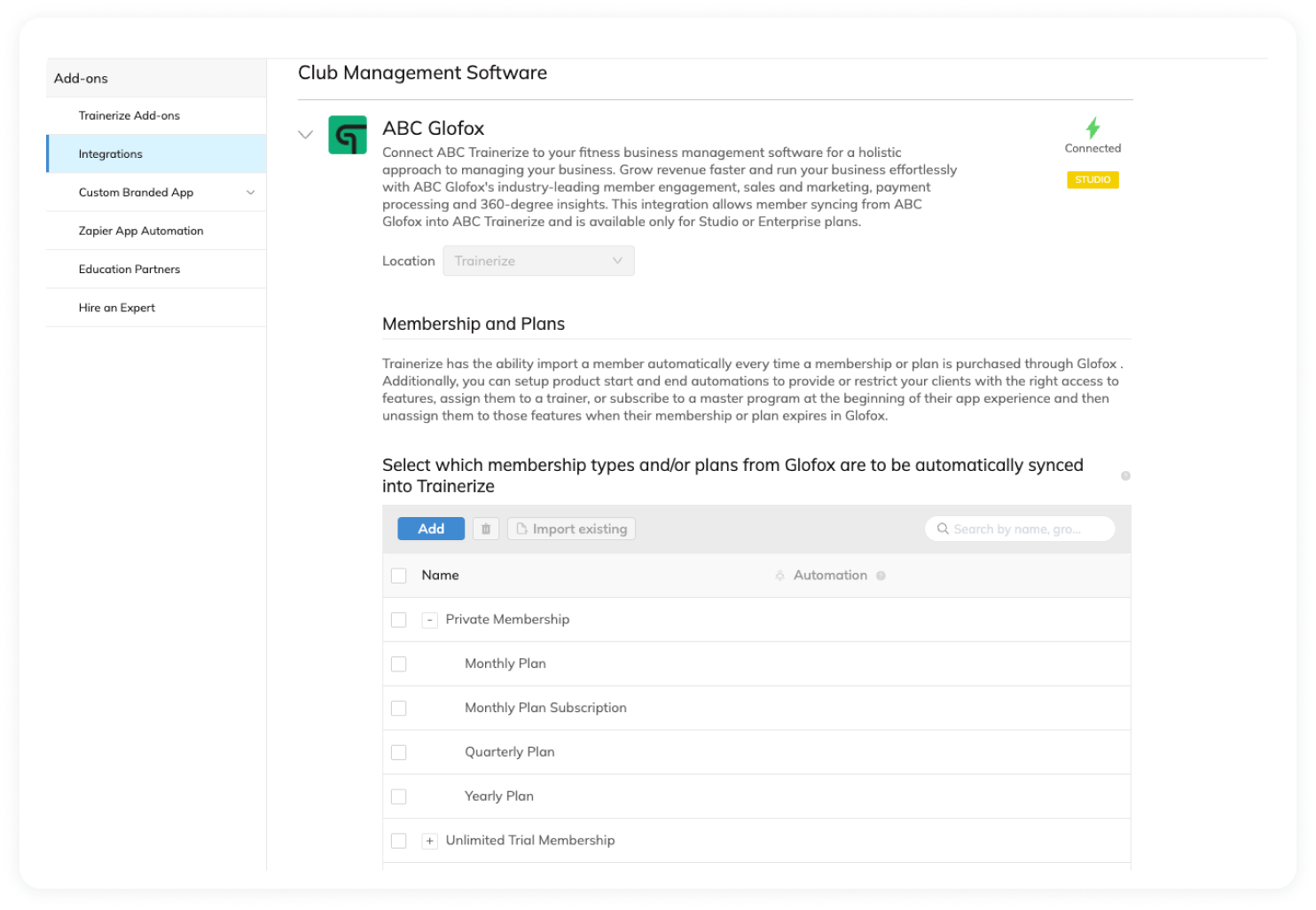 Glofox and Trainerize - Membership Sync