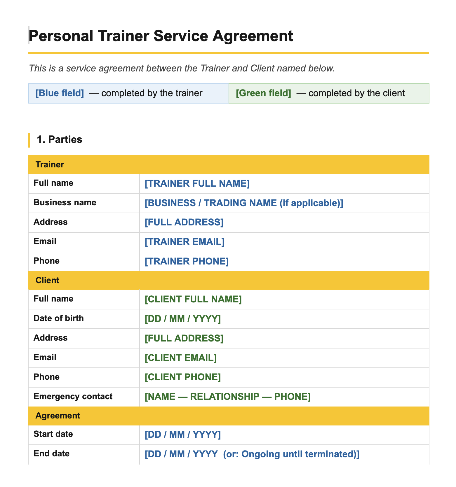 Personal Contract Template FREE Preview